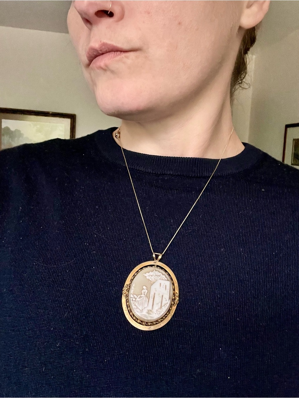 Gold Cameo Oval Pendant Necklace - Classic Women’s Jewelry